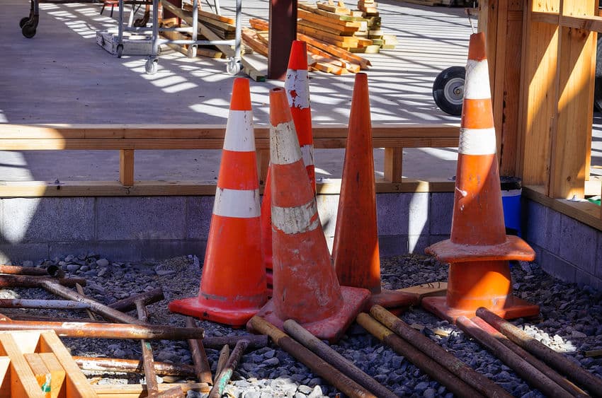Group of traffic cones stacked